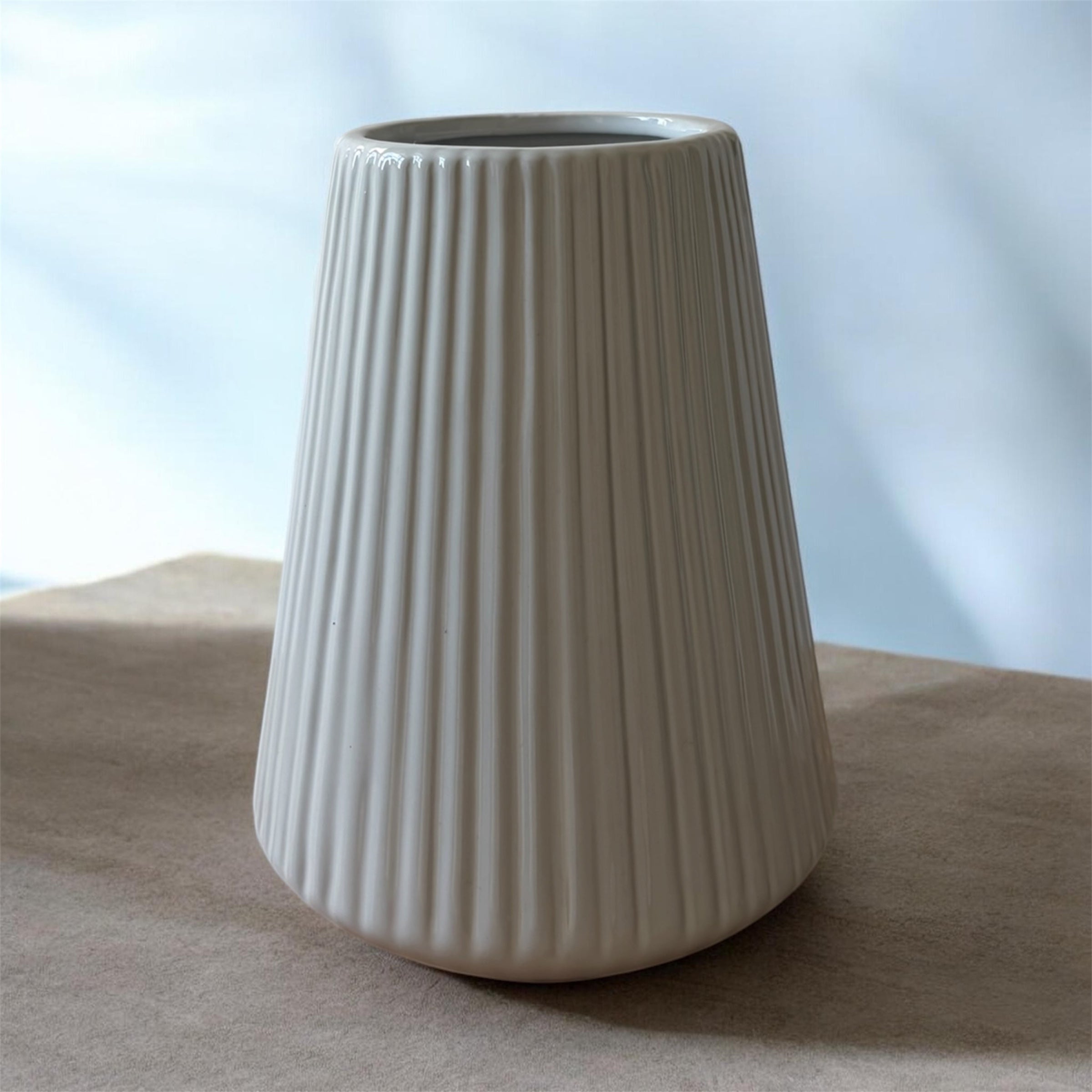 Modern Ribbed Ceramic Vase