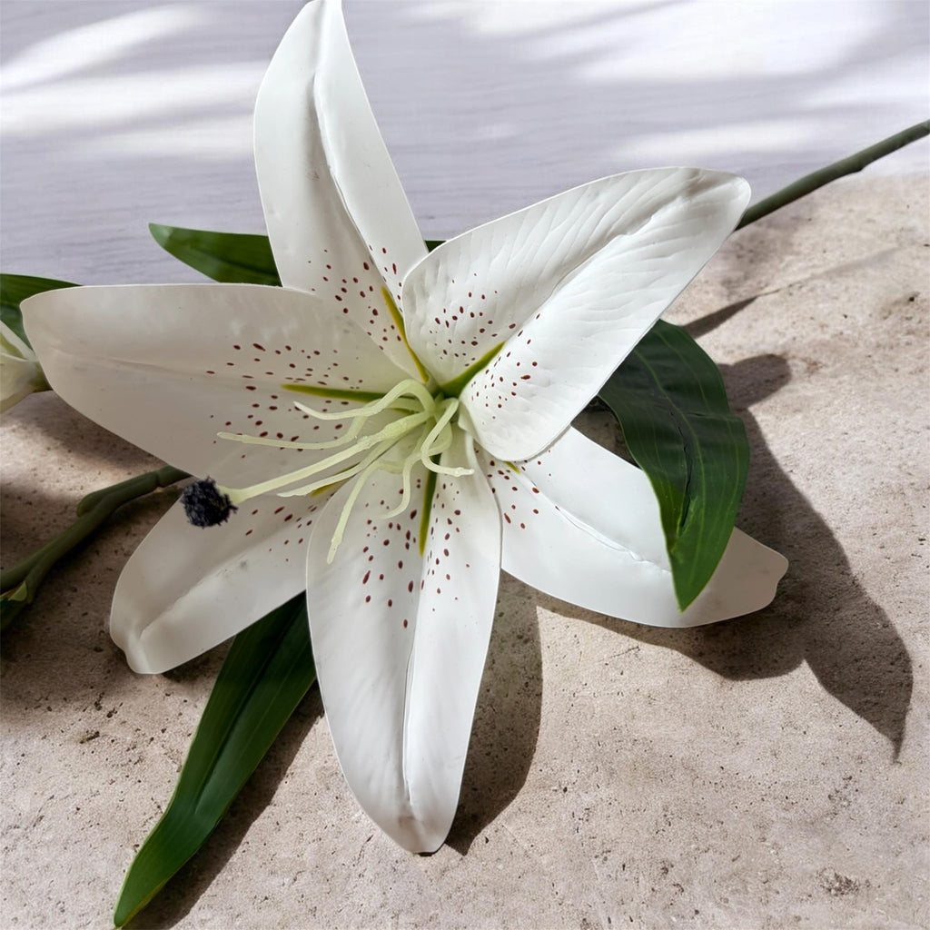 Premium Artificial White Lily Stem